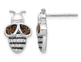 1/8 Carat (ctw I2-I3) Diamond Post Bumble Bee Earrings in 14K White Gold with Smokey Quartz